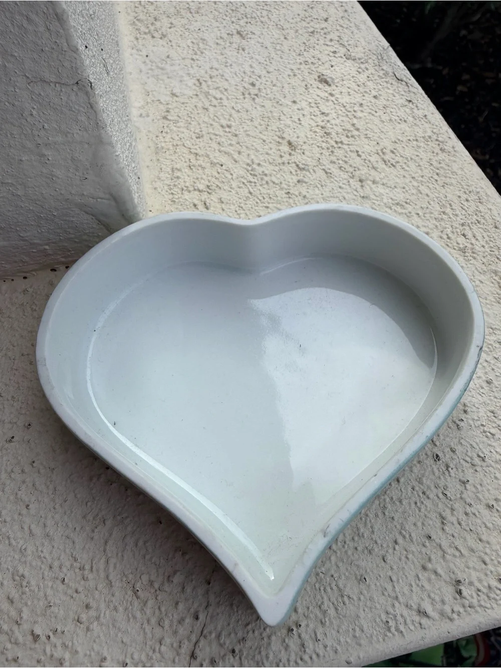 Vintage Hand Painted Porcelain Heart Trinket Box Purple Violets Floral Aqua
